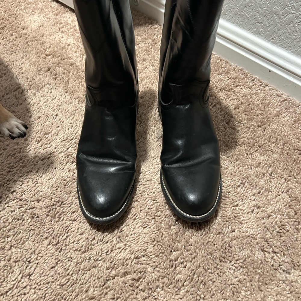 Justin Boots Black Leather with Tan Lining